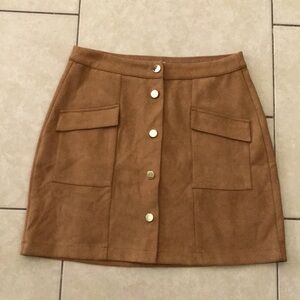Brown Suede Touch Skirt, Size M